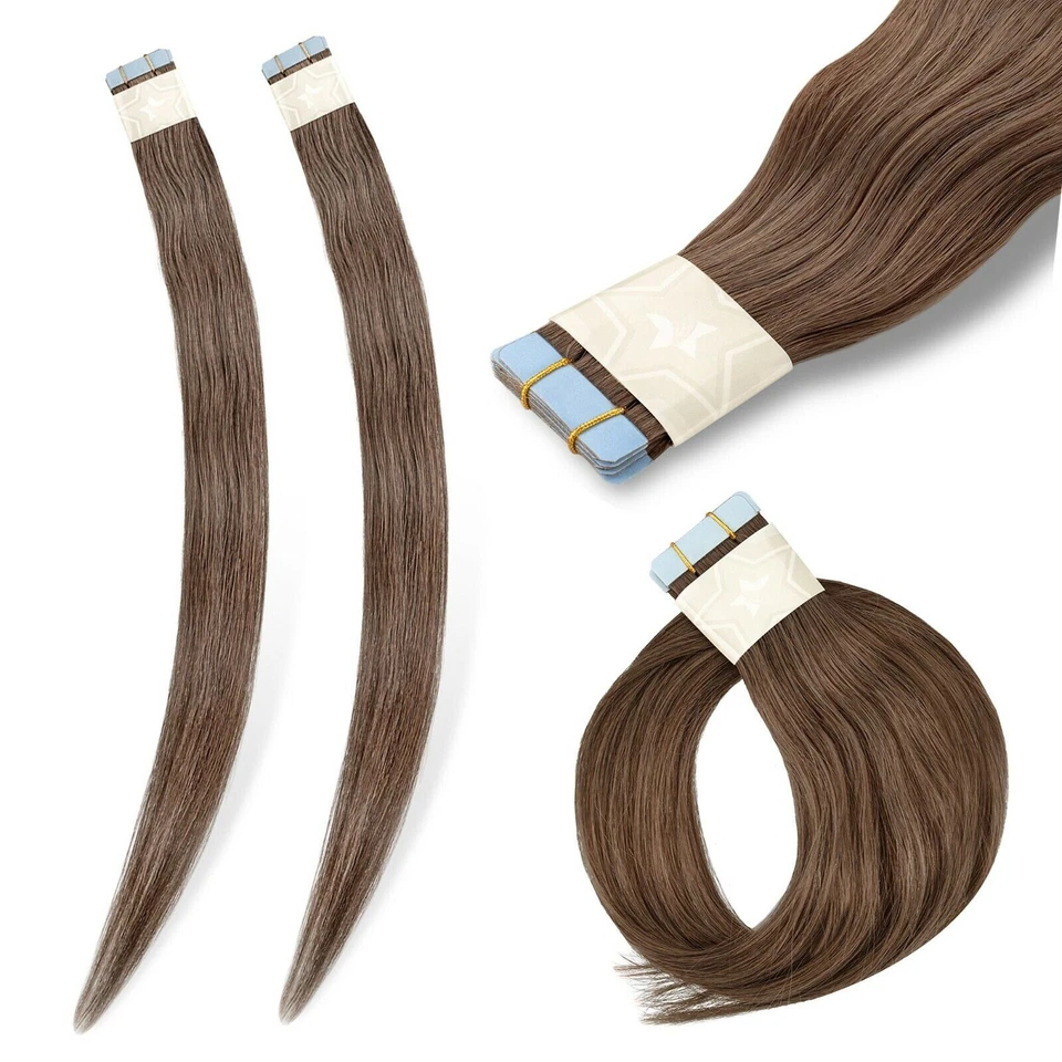 Rotbraune Remy Echthaar Tape-In Extensions - Bild 4 von 4