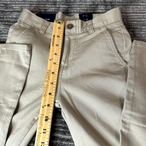 Chaps Boys 8 Slim Pants Khaki Tan Approved Schoolwear Uniform Flat Front New - Picture 8 of 12