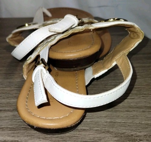 Tommy Hilfiger Thong Sandals Mini Wedge Women's Size 7.5M White & Gold - Picture 4 of 5