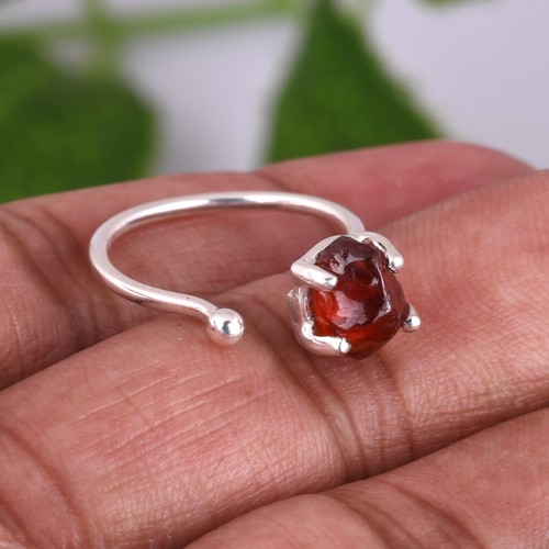 Raw Pink Tourmaline Adjustable Ring Sterling Silver Engagement Ring Gift For Her - Picture 4 of 5