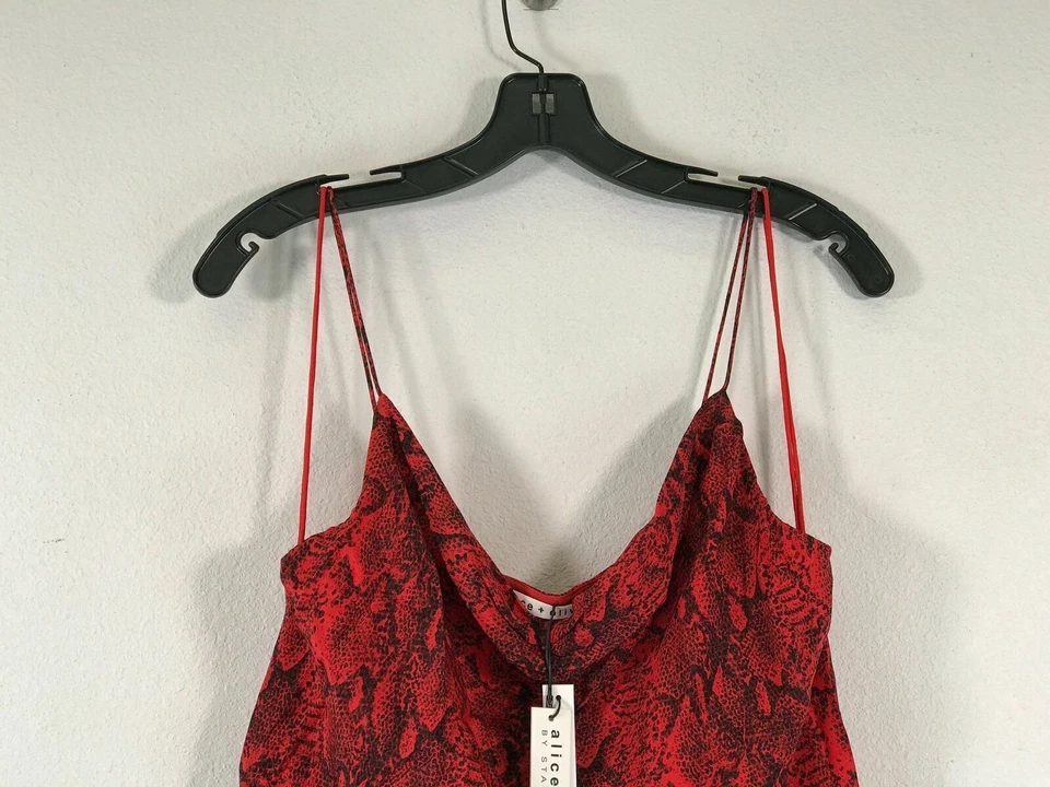 Regata Alice And Olivia Harmon cortina em camadas de seda - Feminina Tamanho M - Vermelha - Imagem 3 de 4