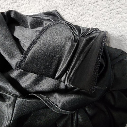 Vintage Black Maxi Dress 80's 90's Elastic Shoulder Pads Size XXS - Picture 6 of 8