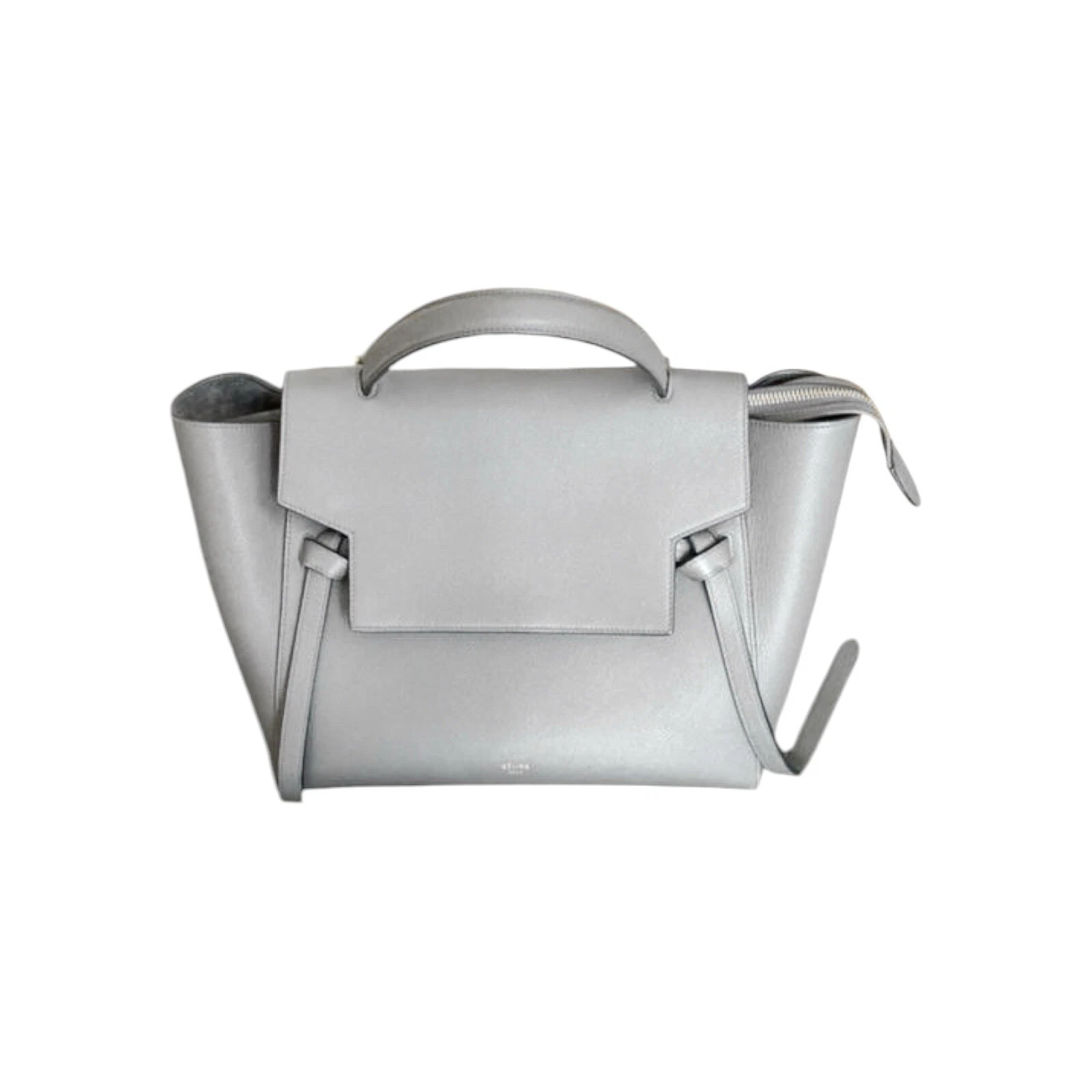 Sac ceinture Céline Nano en veau grainé. Bleu givré