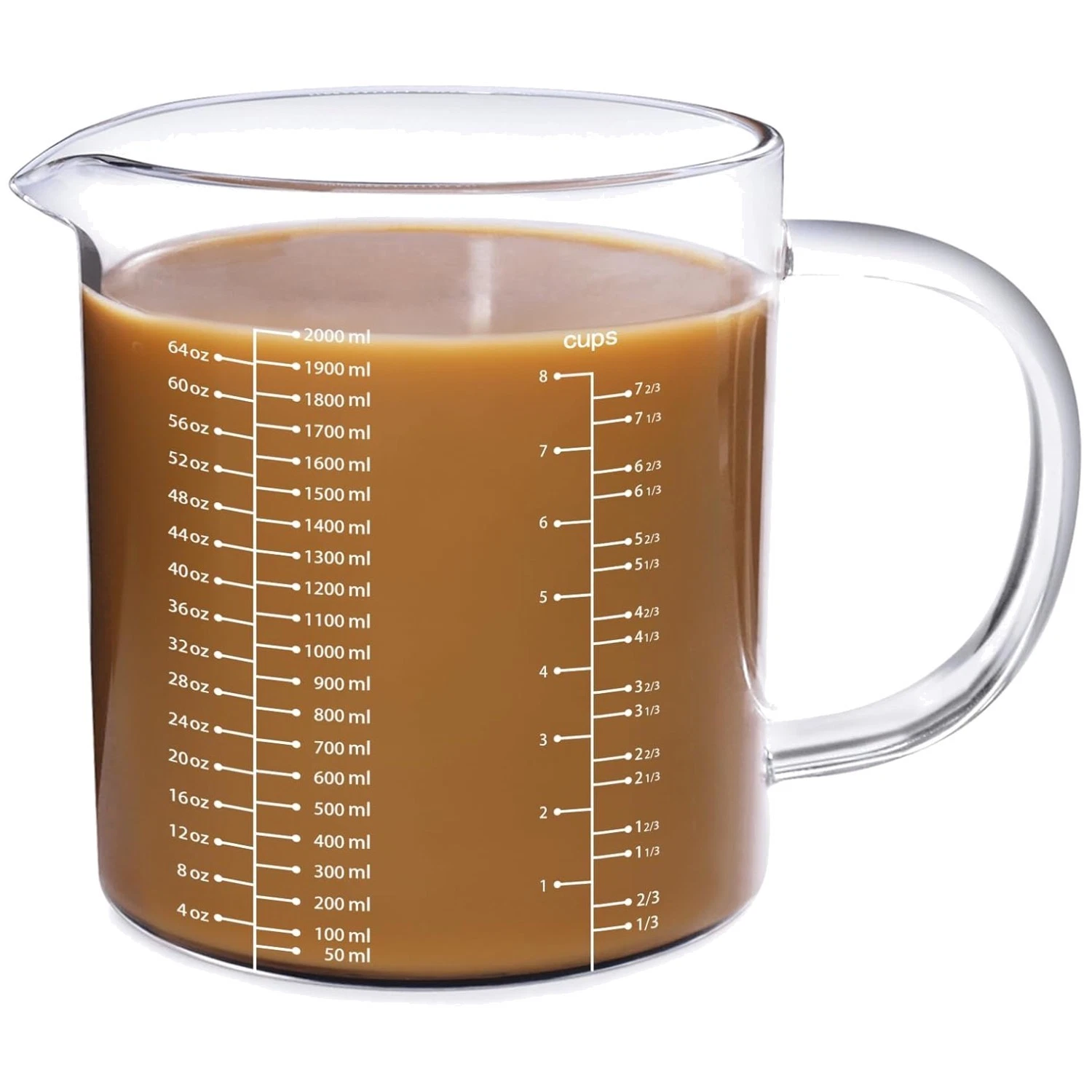 Restaurant Quality Glass Measuring Cup, 2000 ML, Lightweight