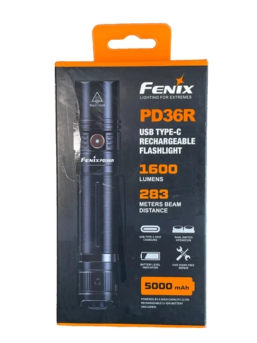 Fenix PD36R Rechargeable Flashlight 1600 Lumens Black