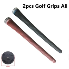 2pcs Golf Grips All Rubber Non-Slip Standard Size -Black Golf Club Grips for Men