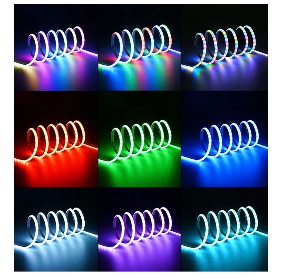 Faixa de LED COB TOPAI 5mm ultra fina WS2812B 16,4 pés DC5V Smart IC RGB individual A - Imagem 2 de 4