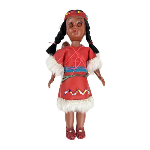 2 Native American Indian Dolls With Baby Vintage Sleepy Eyes 7” Hard Plastic - Picture 2 of 10