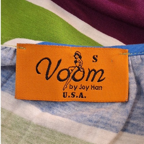Camisa VOOM by Joy Han Para Mujer Pequeña Rayas Dolman Manga Globo Retro Mod - Imagen 2 de 8