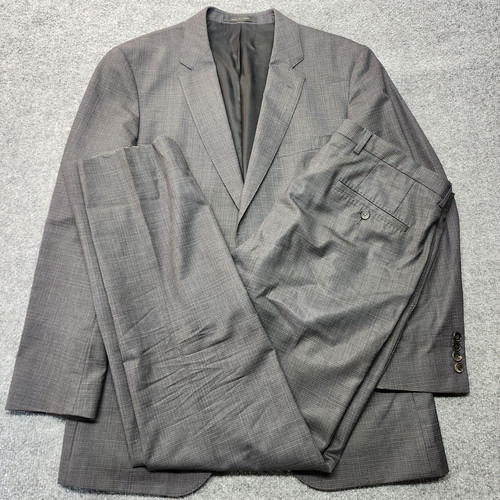 Traje de 2 piezas HUGO BOSS para hombre 40L largo 36x32 Super 100 lana gris a cuadros - Imagen 1 de 18