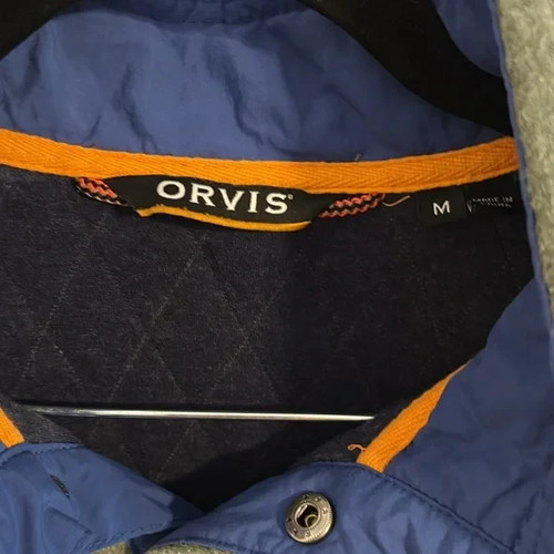 Orvis Sweatshirt Mens Medium Green Quilted 1/4 Snap Pullover Outdoor Casual - Picture 3 of 5