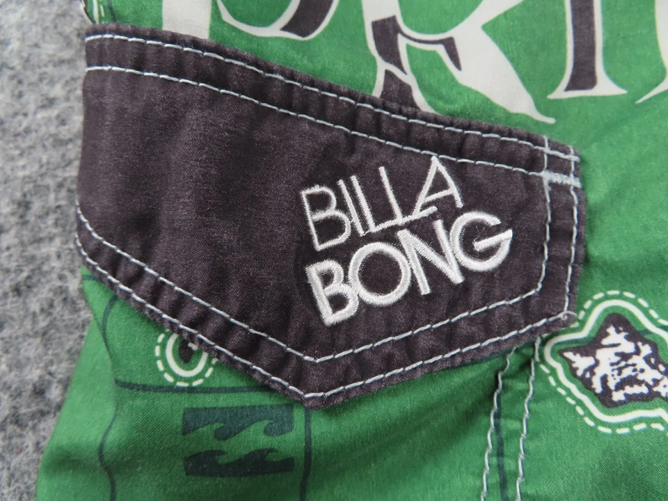 Pantalones Cortos De Colección Billabong Para Hombres 34 Verde Kamehameha Primo Cerveza Hawaiana Foto 3 de 4