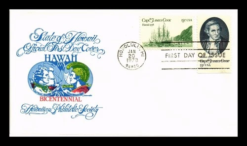 DR JIM STAMPS US COVER CAPTAIN JAMES COOK FDC COMBO HAWAIIAN PHILATELIC SOCIETY