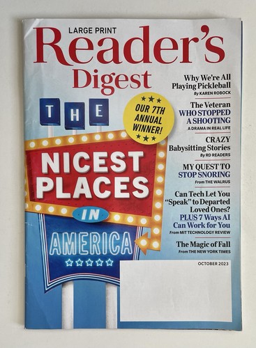 2 READERS DIGEST LARGE Print Magazine Nicest Places In America Sept + Oct 2023 - Picture 3 of 6
