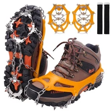 WIN.MAX Crampons 19 Spikes Ice Snow Grips for Shoes & Boots - Traction Cleats XL