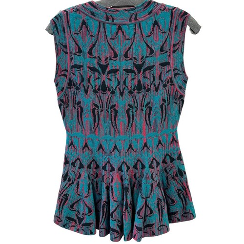 NWT Missoni Sleeveless Knit Peplum Top Womens US 4 Blue Pink - Picture 5 of 6