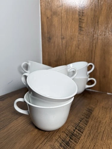 8 Corning Corelle White Loop C Handle Vintage Coffee Tea Cups