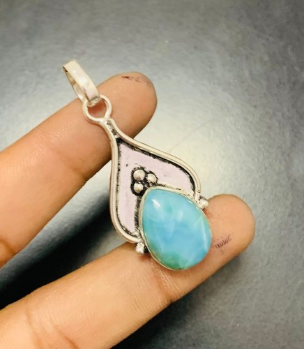 Larimar Edelstein 925 Sterling Silber Handarbeit Anhänger Schmuck Geschenk für die Liebe