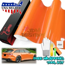 ESSMO PET Super Gloss Flame Orange Car Vehicle Vinyl Wrap Decal Sheet Like Paint