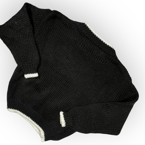 Black Sweater White Fluffy Cat Lady 3D Bell Ribbon Ugly Holiday Green Grandma L - Picture 5 of 8