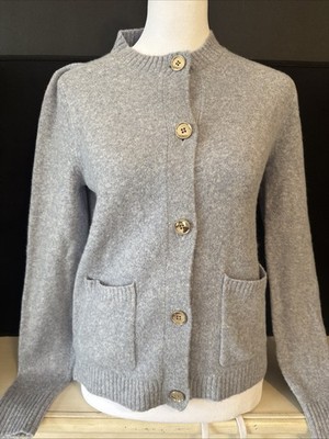 J.Crew Gray Cardigan Sweater Small Soft Knit Button Front Pocket Women s