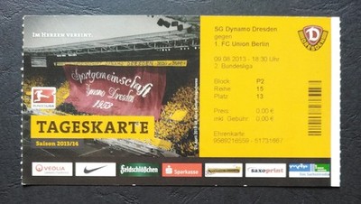 TICKET 2. Bundesliga 2013/14 Dynamo Dresden - Union Berlin # 513