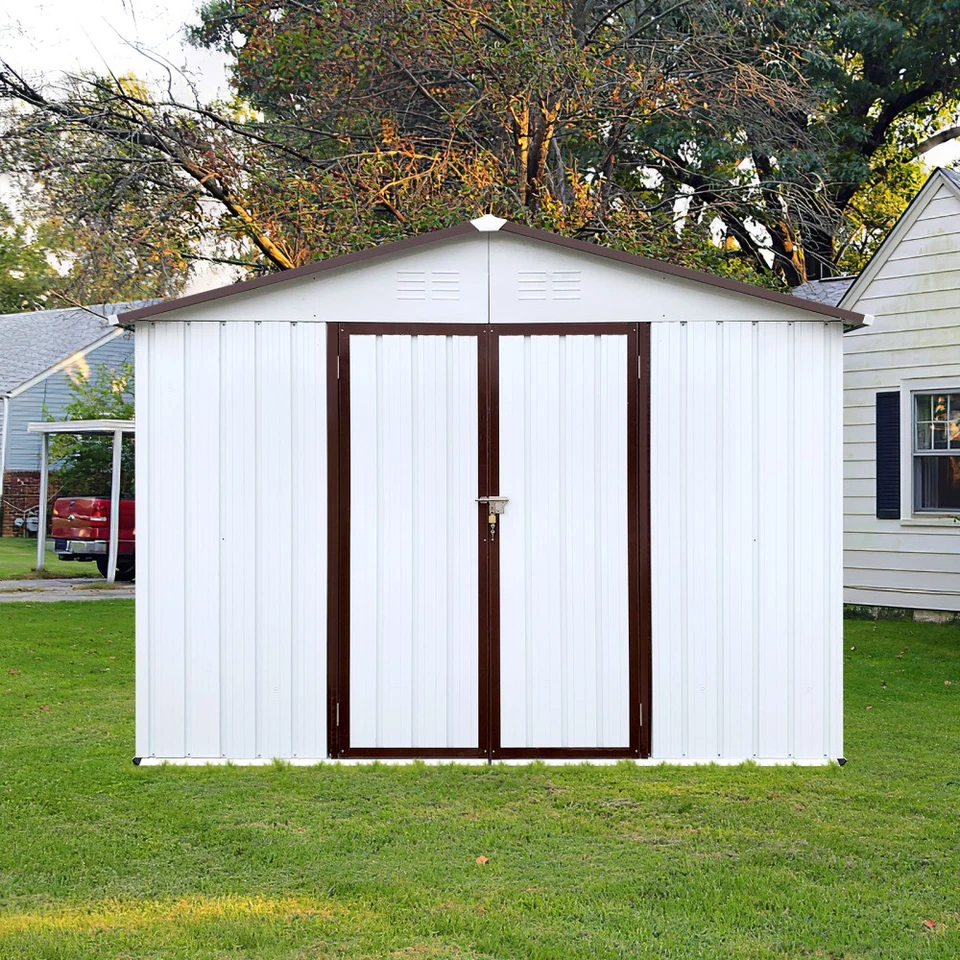 8x6ft Metal Storage Shed Outdoor Garden Apex Roof w/Free Padlock & Steel Vents - Image 2 of 4