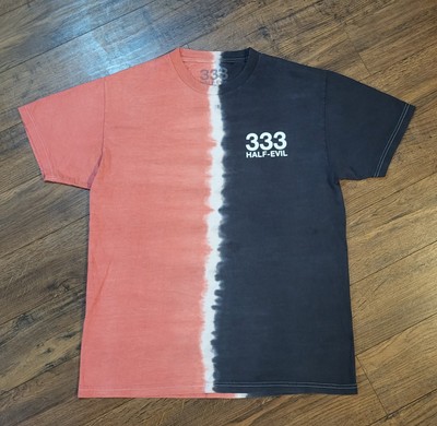 Half Evil 333 T Shirt Mens L Black Red Two Tone Logo Streetwear Asymmetrical