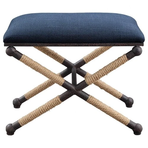 Uttermost Firth Navy Blue Cotton Bench - Picture 1 of 6