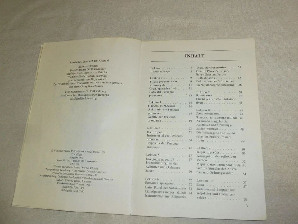 altes DDR Schulbuch Lehrbuch Russisch für Klasse 6 1983 21x14,5cm - Bild 3 von 4