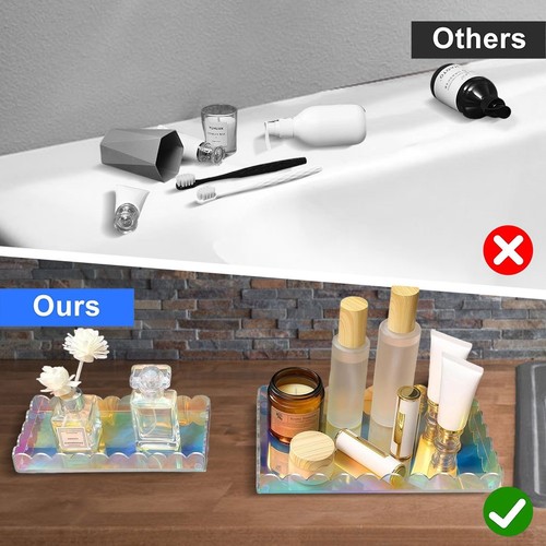 2 Pack Clear Acrylic Vanity Trays for Organizing Bathroom or Kitchen Items - Picture 11 of 24