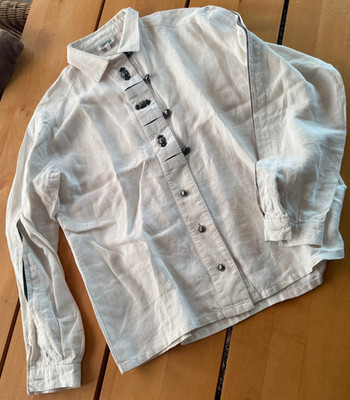 Country Line**superschöne Trachten-Bluse**weiß mit Muster**100 % Leinen**Gr. 38