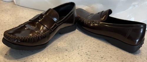 Rene by ARA Moccasins Burgundy/Brown Slip On Patent Leather Loafers Women’s 7 - Picture 4 of 15