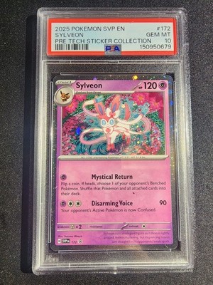 2025 POKEMON SVP 172 PRISMATIC EVOLUTIONS TECH STICKER SYLVEON PSA 10 FART SWIRL