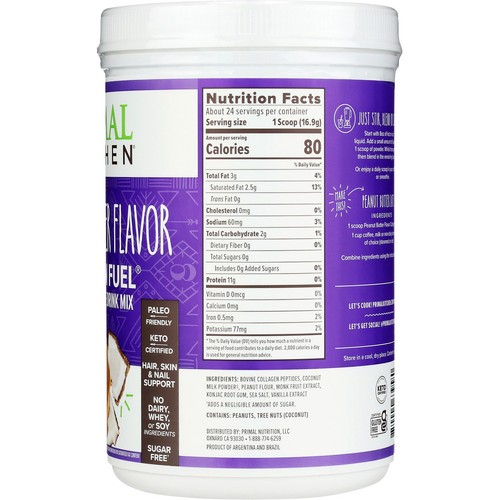Primal Kitchen Collagen Fuel Collagen Peptide Drink Mix Peanut Butter 14.3 Oz - Picture 3 of 4
