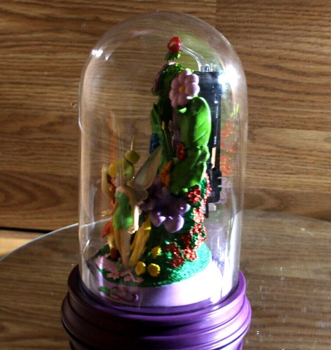 Disney Fairies 8.5" Glass Dome Clock Flowers Tinker Bell *READ* Real Pretty - Picture 17 of 24