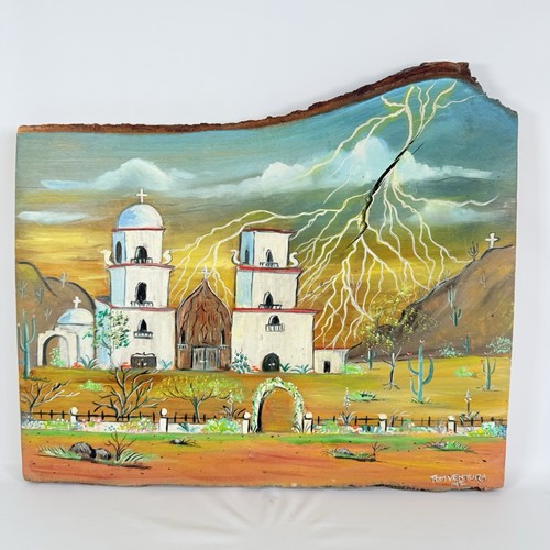 Mission San Xavier Del Bac Painting Art Tucson Arizona Signed Ventura Live Edge - Picture 1 of 15