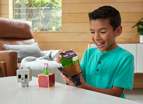 Box Gebrochen Minecraft Enderman Figur 9cm Spiegeln IN Block Gras HTL53 - Bild 4 von 6
