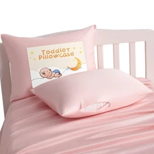 NTBAY Zippered Silk Satin Toddler Pillowcases - 2 Pack Hidden Zipper 13x18