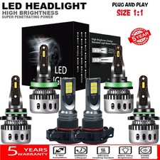 12000K LED Headlight Fog Light Bulbs KIT For Chevy Silverado 1500 2500 2007-2015