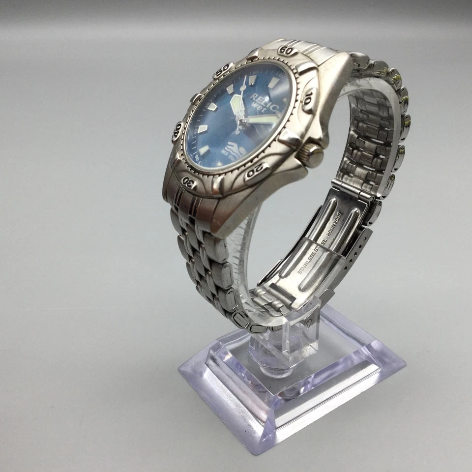 Reloj Relic Wet Hombre ZR14460 38mm Tono Plateado Esfera Azul Batería Nueva 6.75" Foto 4 de 4