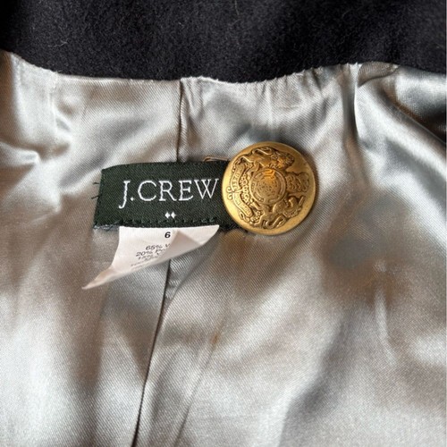 J Crew Wool Blend Peacoat Double Breasted Black With Gold Buttons Womens Size 6 - Picture 7 of 11