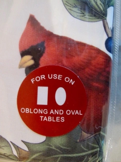 PORTMERION "HOLLY CARDINAL" 60" X 120" HOLIDAY TABLECLOTH-  NEW - Image 3 of 4