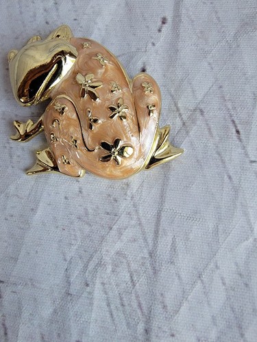 Spilla rana spilla smaltata tono oro rosa vintage retrò senza marchio anfibio - Foto 2 di 6