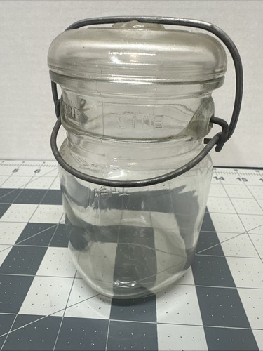 Vintage Ball Ideal Wire Side Clear Canning Jar with Bail and Glass Lid - Picture 2 of 4