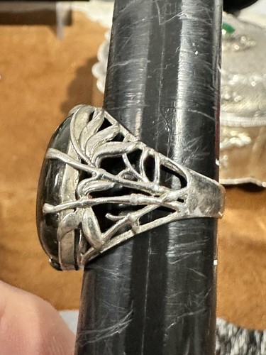 925, Sterling großer Labordorit mit floraler Fassung Gr. 10 1/2 - Bild 7 von 9