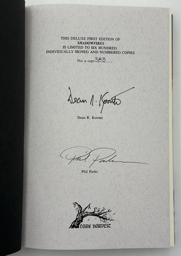 SHADOW FIRES, Dean Koontz (Leigh Nichols), SIGNED, 1st Ed, Ltd Ed, Dark Harvest - Picture 2 of 18