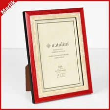 Natalini Handmade Italian Marquetry Picture Frame 4x6" (10x15 cm) Red/Ivory, NEW