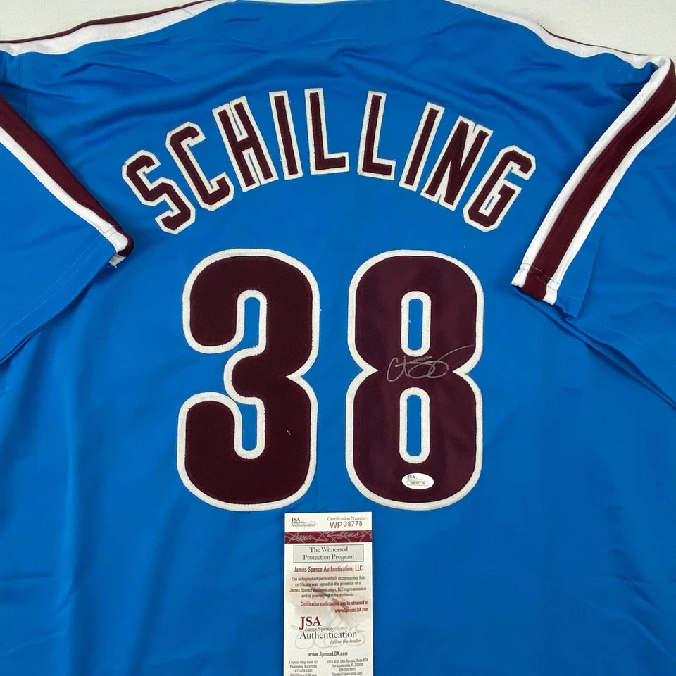 Autographed/Signed Curt Schilling Philadelphia Retro Blue Jersey JSA COA Auto - Image 2 of 4
