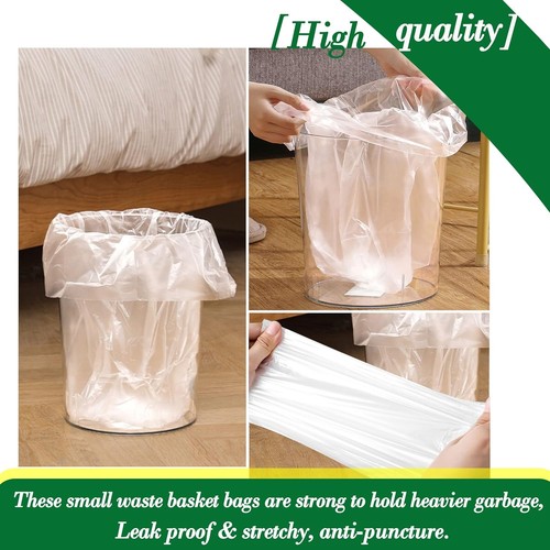 2 Gallon Clear Trash Bags 120 Count Small Garbage Can Liners Bathroom Office - Picture 6 of 7